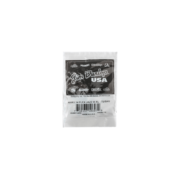 Dunlop 466R114 Tortex Flex Jazz III XL 1.14 mm Bag/72