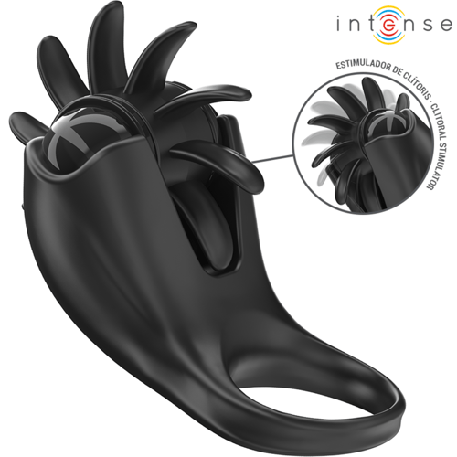 INTENSE COUPLES TOYS INTENSE - MABEL ANELLO VIBRANTE 10 VIBRAZIONI CON STIMOLATORE CLITORIDEO NERO