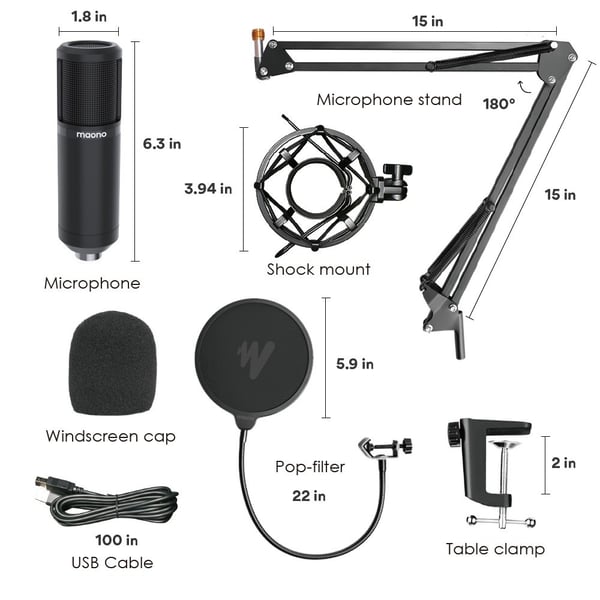 MAONO Set microfono a condensatore USB