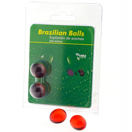 TALOKA - 2 BOULES BRÉSILIENNES FRAISE &amp; CHOCOLAT GEL INTIME