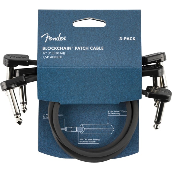 Pack da 3 cavi Patch Fender Blockchain 12", Angled/Angled