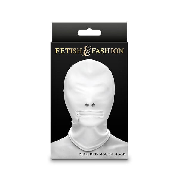 NS NOVELTIES - FETISH & FASHION CLOSED ZIPPERED MOUTH HOOD NYLON WHITE