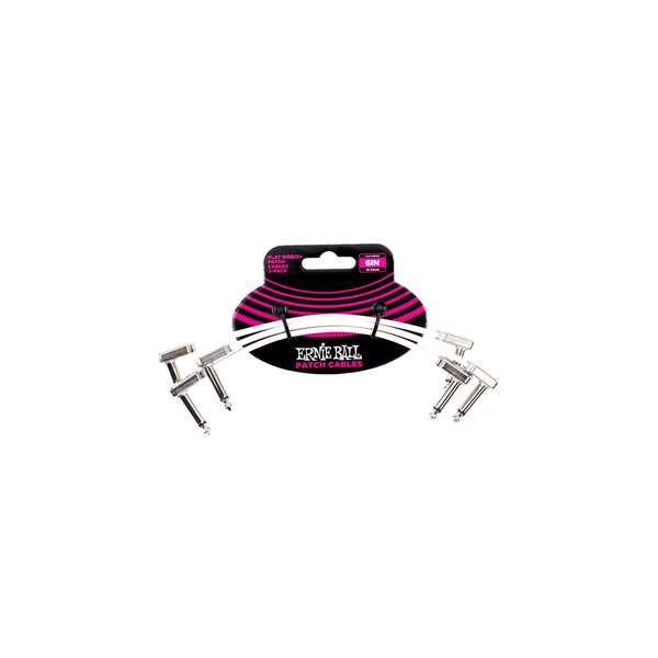 Ernie Ball 6385 Flat Ribbon Patch Cable White 15.24cm 3Pk