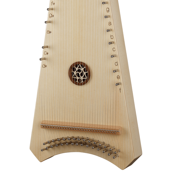 HORA SALTERIO TENORE ( TENOR PSALTERY ) TOP ABETE FONDO FASCE ACERO 30 CORDE CON BORSA ARCHETTO PECE E CHIAVE ACCORDATURA DO4-FA6