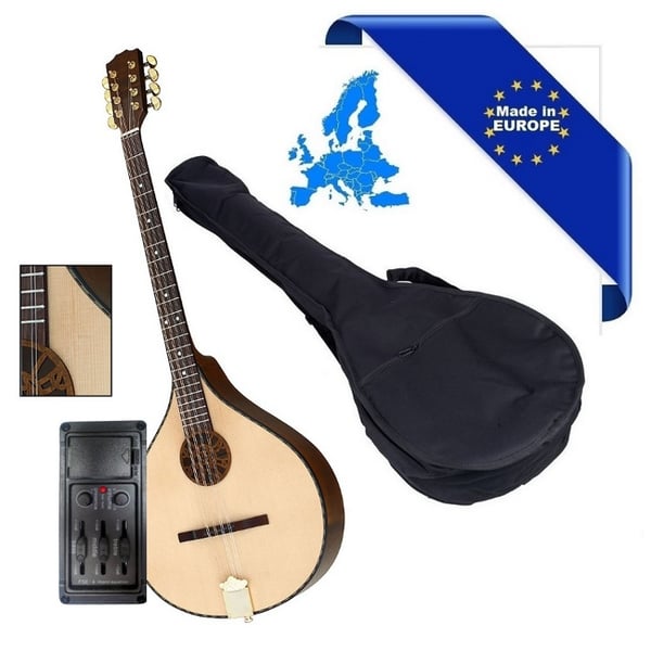 HORA BOUZOUKI CONCERT IRLANDESE AMPLIFICATO ARTEC TOP ABETE MASSELLO FONDO FASCE ACERO MASSELLO BINDING ROSETTA INTARSIATI MANICO ACERO TASTIERA PALISSANDRO