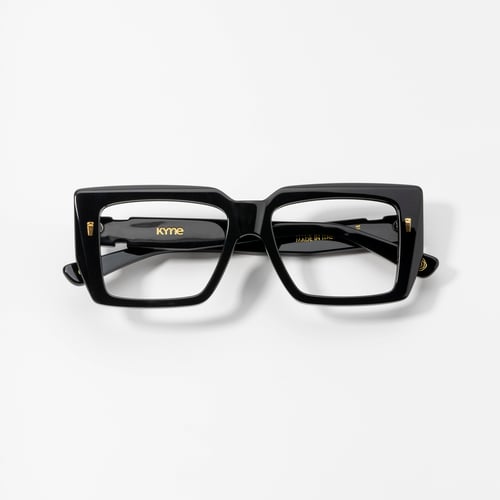 Kyme Eyewear Kyme Thalia Black Sunglasses - Handmade Geometric Italian Eyewear.  Color Black, Size Medium