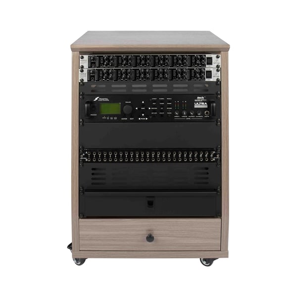 Gator Frameworks GFW-ELITESTUDIORK12-GRY Rack da studio inclinato 12 unità con finitura grigia in legno Driftwood<br>