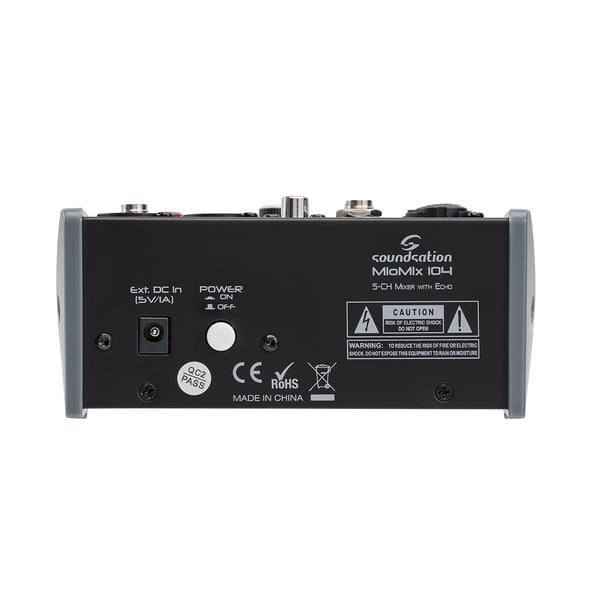 SOUNDSATION Mixer Audio Professionale a 5 Canali con Effetto Eco Digitale. Modello MIOMIX 104