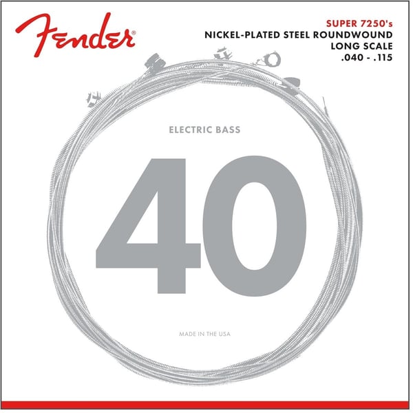 FENDER Set di Corde 7250 Bass Acciaio Nichelato Scala Lunga 7250-5L Scalature .040-.115. Modello 0737250453