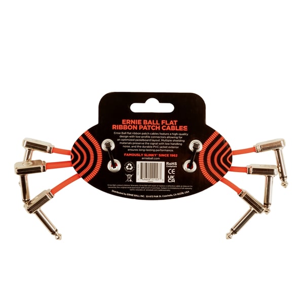 Ernie Ball 6402 Flat Ribbon Patch Cable Red 15,24cm 3-Pk