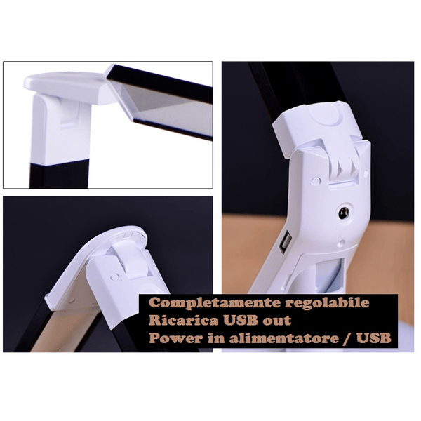 EXTREME TOUCH DESK LAMP X100-B BLACK LAMPADA RETE / USB REGOLABILE DA TAVOLO 60 LED CONTROLLO TEMPERATURA COLORE INTENSITA' TIMEOUT MEMORIA RICARICA SMART-PHONE TABLET