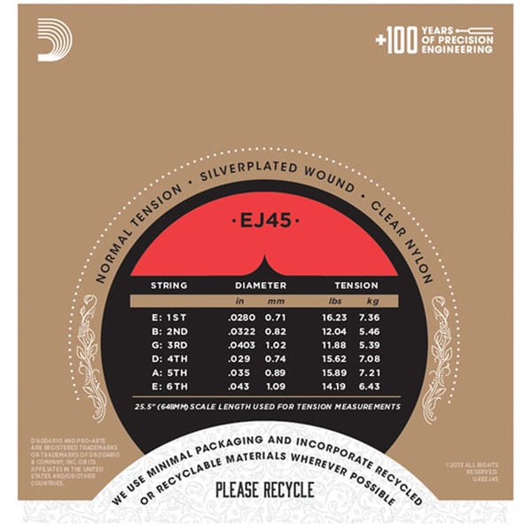 D'ADDARIO EJ45 CORDE PER CHITARRA CLASSICA PRO ARTE' TENSIONE NORMALE
