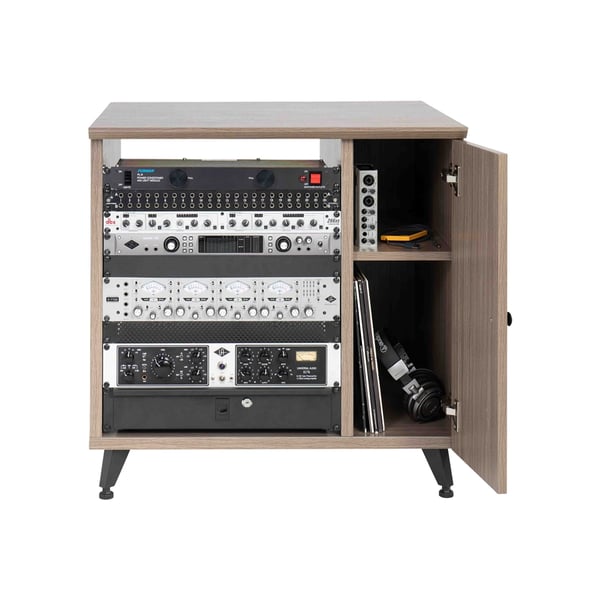 Gator Frameworks GFW-ELITESIDECAR-GRY Mobile rack sidecar cabinet in legno con finitura grigia<br>