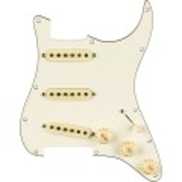 Fender Pre-Wired Strat Pickguard, Pure Vintage '65 w/RWRP Midde, Parchment 11 Hole PG