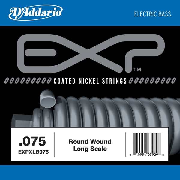 D'ADDARIO EXP Coated Nickel Round Wound Bass Guitar Single String, .075. Modello EXP-XLB-075