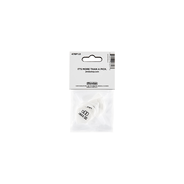 Dunlop 478P.100 TORTEX WHITE JAZZ III, 1.0 MM