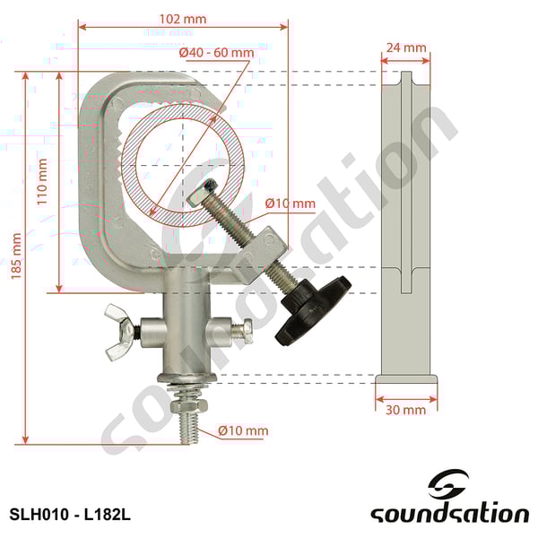 SOUNDSATION Gancio in Alluminio per tubo da 40 a 60 mm