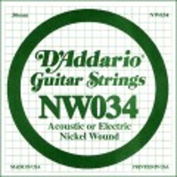 D'ADDARIO Nickel Wound Electric Guitar Single String, .034
