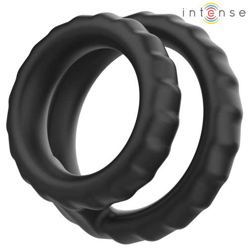 INTENSE COUPLES TOYS INTENSE - DEWEY DOPPIO ANELLO PER PENE IN SILICONE MODELLO NERO 2