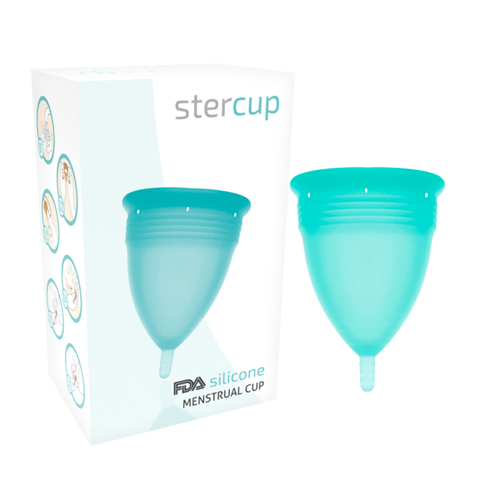 COPPA MENSTRUALE STERCUP TAGLIA S AQUAMARINA COLORE SILICONE FDA