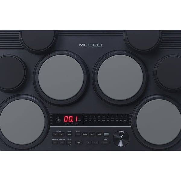MEDELI Drum kit portatile con 8 pad in gomma sensibili al tocco e 2 pedali