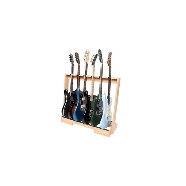 Gator Frameworks GFW-GTR-WD6RK-MPL Supporto in legno per 6 chitarre con finitura in acero naturale&lt;br&gt;