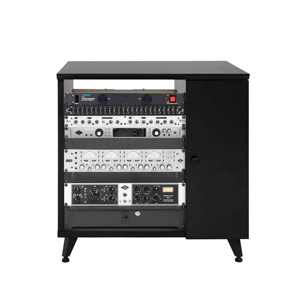 Gator Frameworks GFW-ELITESIDECAR-BLK Mobile rack sidecar cabinet in legno con finitura nera<br>