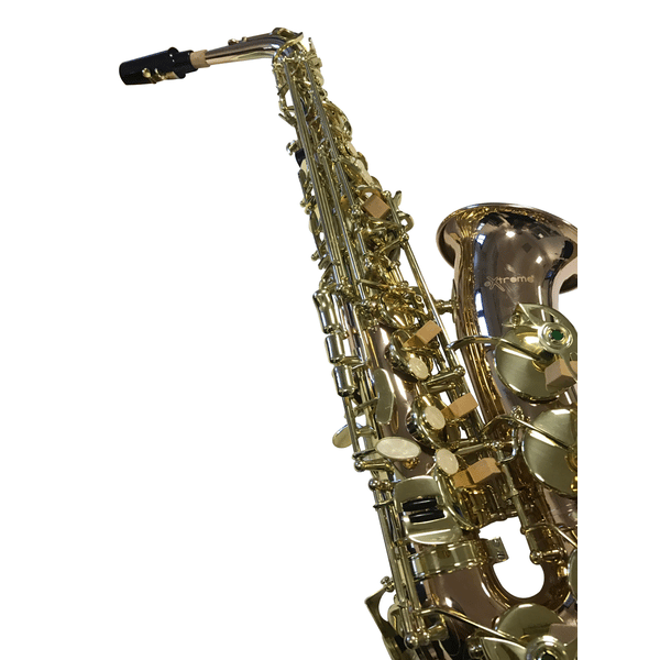 EXTREME JBAS-03 SAX ALTO DA STUDIO IN OTTONE FINITURA OTTONE ROSATO LACCATO CON CHIAVE DEL FA ACUTO + BOCCHINO + TRACOLLA E PANNO + CUSTODIA RIGIDA IN ABS CON STRAP E DOPPIE CERNIERE COLORE OTTONE ROSATO