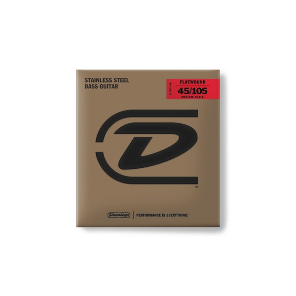 Dunlop DBFS45105M Corde basso Flatwound Scala media Set/4
