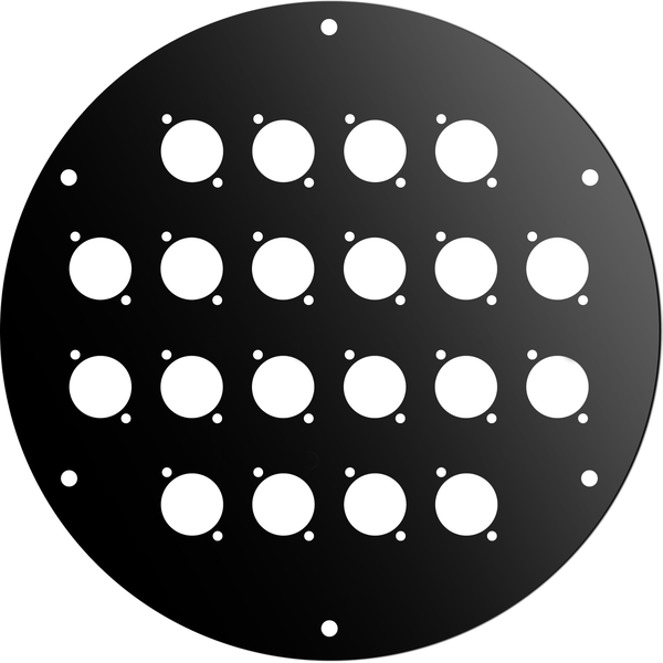 PROEL STAGE Disco frontale in acciaio verniciato nero per AV195, dotato di 20 fori per connettori di tipo “D”.