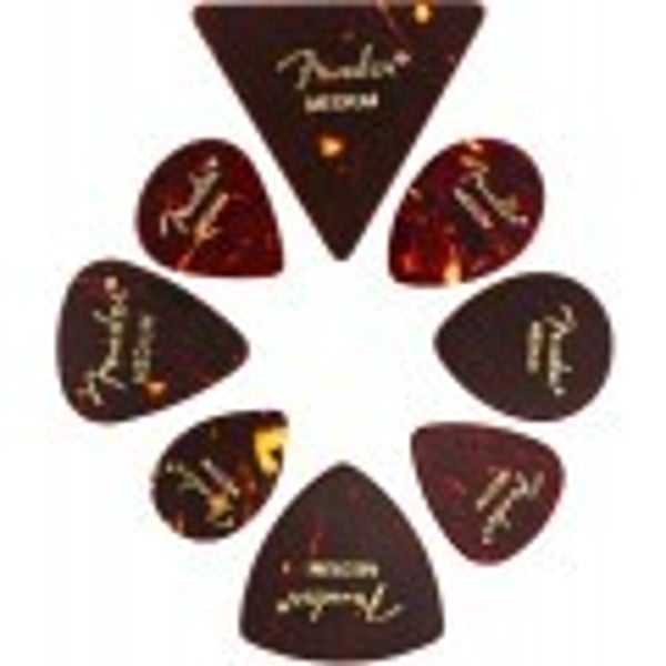 FENDER Plettri di Tutte le forme, misto celluloide, Tortoise Shell, medio, (8). Modello 0980200300
