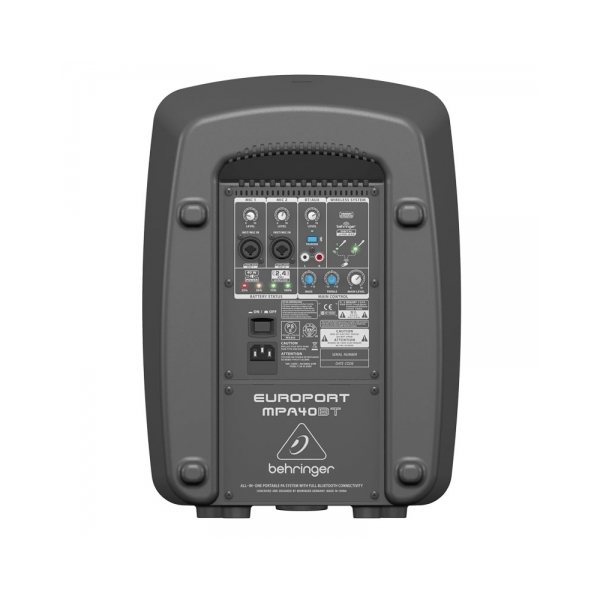 BEHRINGER MPA40-BT 40 WATT BLUETOOTH CASSA ATTIVA PORTATILE BATTERIA RICARICABILE