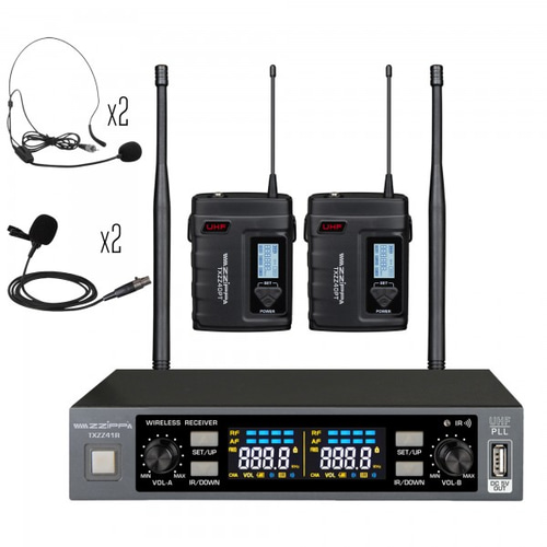 ZZIPP SET RADIOMICROFONO UHF DOPPIO CON2 TRASMETTITORI BODYPACK