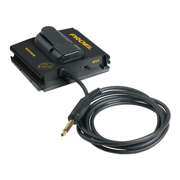 PROEL STAGE Pedale di controllo SUSTAIN con interruttore per invertire la polarità, in robusto ABS e alluminio con piedini antiscivolo e scanalature ad incastro, dotato di cavo di 2.00 mt terminante con spina jack mono ø 6.3 mm.