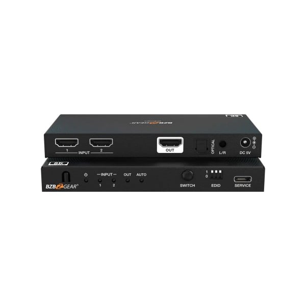 BZBGEAR 2X1 8K UHD HDMI 2.1 SWITCHER, AUDIO DE-EMBEDDER 8K60/4K120HZ 4