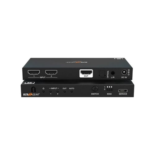 BZBGEAR 2X1 8K UHD HDMI 2.1 SWITCHER, AUDIO DE-EMBEDDER 8K60/4K120HZ 4