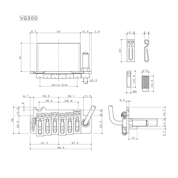 GOTOH Ponte Tremolo per Chitarra Elettrica (Cromato)