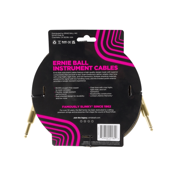 Ernie Ball 6428 Braided Cables Pay Dirt 3m