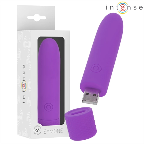 INTENSE FUN INTENSE - SYMONE BULLET VIBRANTE RICARICABILE USB 8 VIBRAZIONI VIOLA 10 X 2,2 CM
