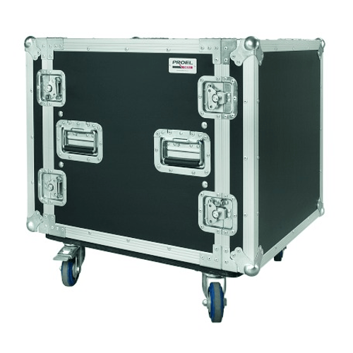 PROEL STAGE Flight case professionale 10U a rack 19' con telaio interno ammortizzato, profondità utile corpo 50cm.