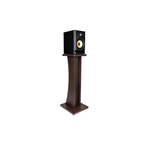 Gator Frameworks GFW-ELITESPKSTMN-BRN Coppia di supporti per monitor da studio in legno con finitura marrone scuro<br>