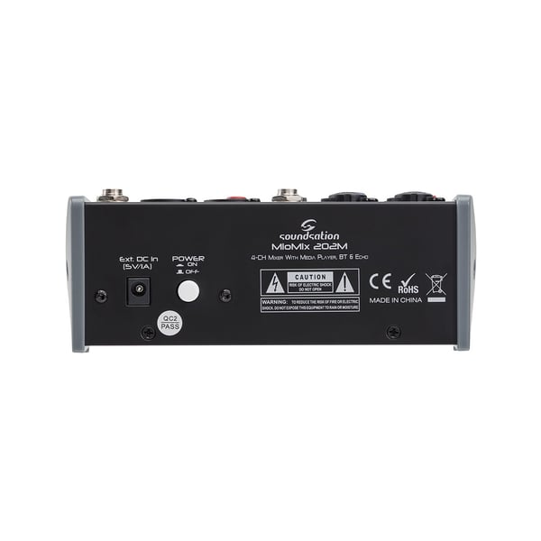 SOUNDSATION Mixer Professionale 4-Canali con Media Player, BT &amp; Effetto Eco Digitale. Modello MIOMIX 202M