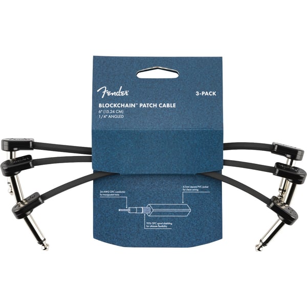 Pack da 3 cavi Patch Fender Blockchain 6", Angled/Angled