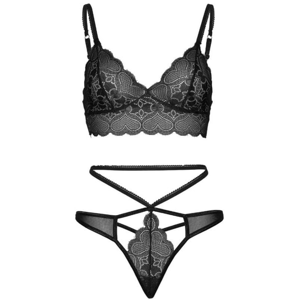 LEG AVENUE SET 2 PIEZAS CON TANGA DOBLE TIRANTA S/M NEGRO