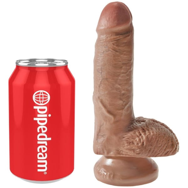 KING COCK - REALISTISCHER PENIS MIT KUGELN 13,2 CM KARAMELL