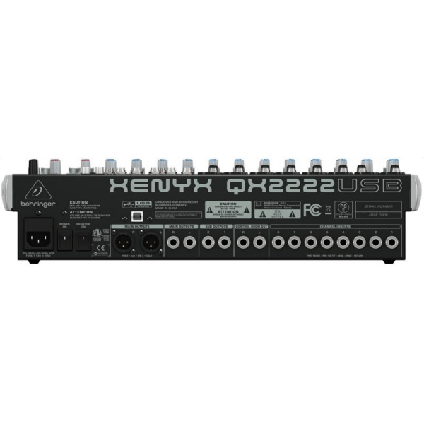 BEHRINGER XENYX QX2222-USB MIXER USB 22 INGRESSI 8 COMPRESSORI 2 BUS EFFETTI KLARK TEKNIK WIRELESS READY +48V