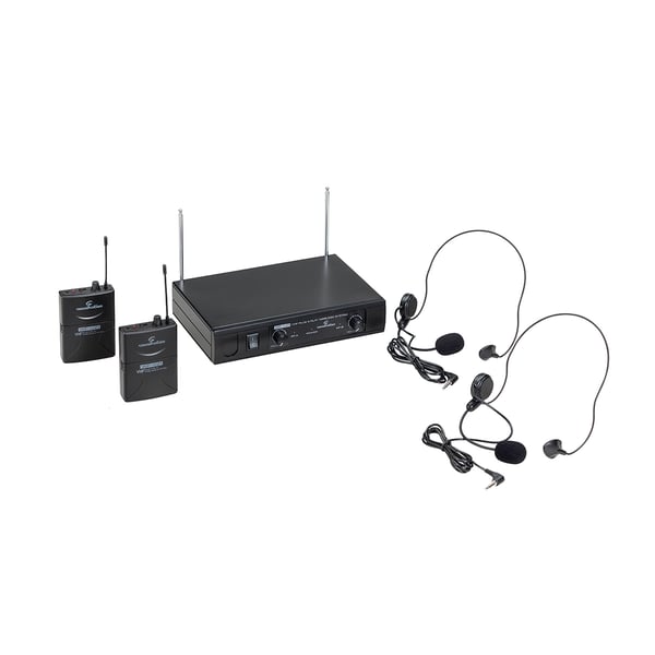 SOUNDSATION Radiomicrofono VHF Doppio Plug and Play con 2 Bodypack e Archetti (205.75 MHz - 209.8 MHz). Modello WF-V21PPB