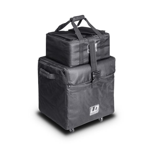 LD SYSTEMS DAVE 8 SET 1 KIT DI BORSE PER IL TRASPORTO DEL SISTEMA PA DAVE 8 XS 1 BORSA SUBWOOFER CON RUOTE + 2 BORSE PER SATELLITI COLORE NERO
