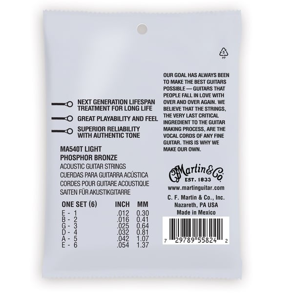 MARTIN Authentic Acoustic Lifespan® 2.0, 92/8 Phosphor Bronze, Light