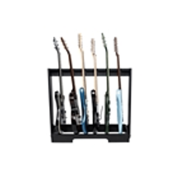 Gator Frameworks GFW-GTR-WD6RK-BLK Supporto in legno per 6 chitarre con finitura nera<br>